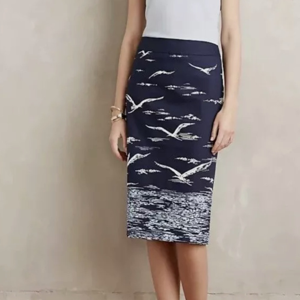 NWT Maeve Shorebirds Seagull Pencil Skirt
